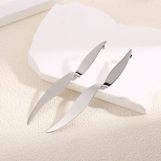 Boucles d'Oreilles Argentées Rubans Longues 11 cm