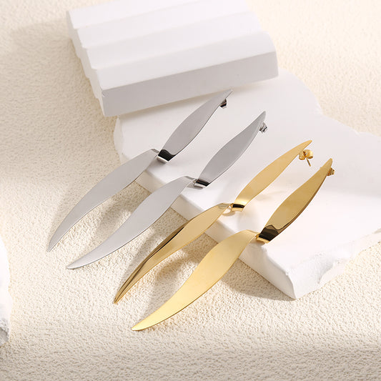 Boucles d'Oreilles Argentées Rubans Longues 11 cm