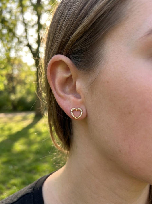 Clous d'Oreilles Cœur Strassé Ajouré