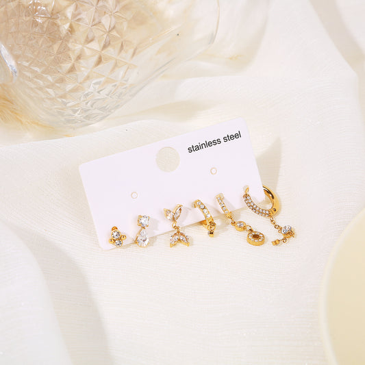 Lot de 6 boucles d'oreille dorées uniques fleur