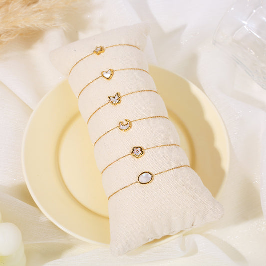 Lot de 6 bracelets chaînes dorées nacre