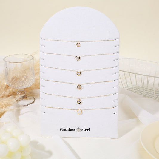 Lot de 6 colliers chaînes dorées avec nacre