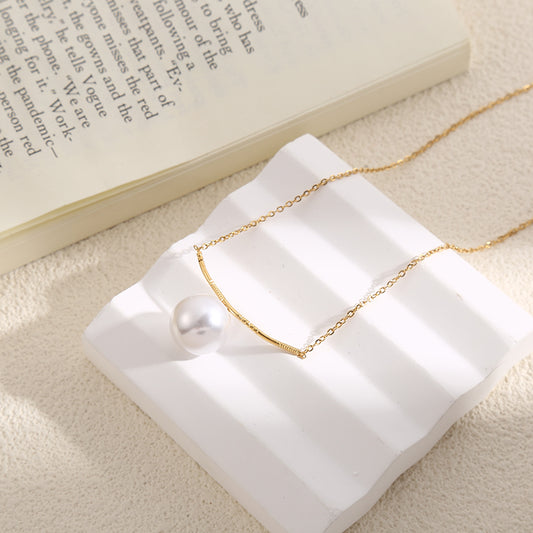 Collier Doré Corde Texturé Et Grosse Perle