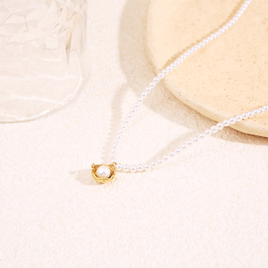 Collier perles avec pendentif coquillage perle