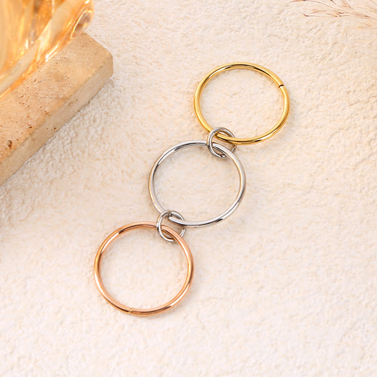 Bague fine triple anneaux tricolore (or rose, doré, argenté) finition effet miroir