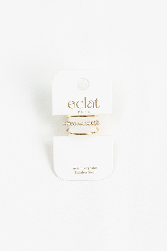 Bague dorée ajustable avec rangée de 3 lignes