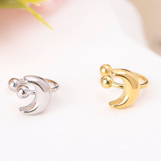 Earcuff bague d'oreille motif lune en relief