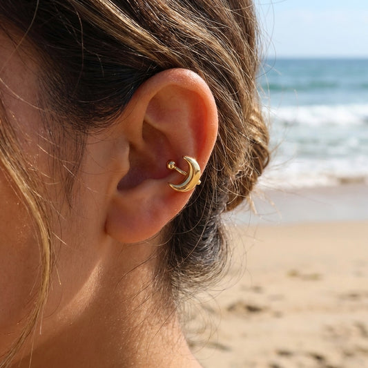 Earcuff bague d'oreille motif lune en relief