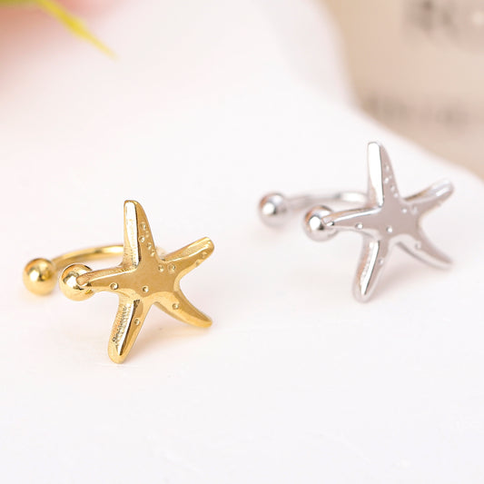 Earcuff bague d'oreille motif étoile de mer en relief