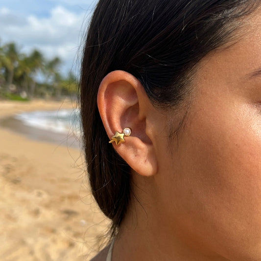 Earcuff bague d'oreille motif mini étoile et perle