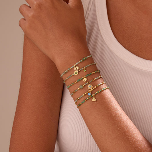 Lot de 6 Bracelets Dorés Perles Turquoises Charms Coquillage, Cœur et Étoile