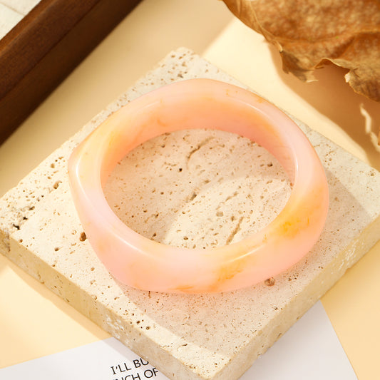 Bracelet Jonc Forme Carré Résine Nuage Rosé