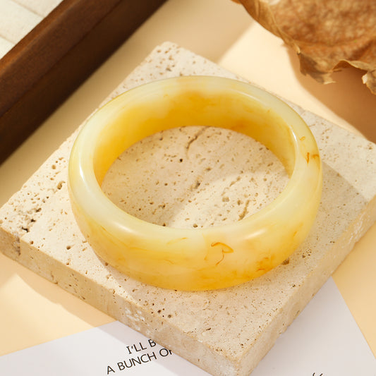 Bracelet Jonc Forme Ronde Résine Jaune Ivoire