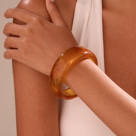 Bracelet Jonc Forme Ronde Résine Rose Poudré