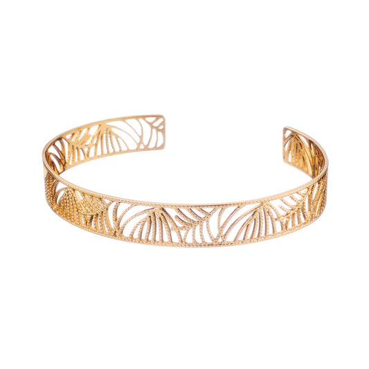 Bracelet Jonc Feuillet Doré