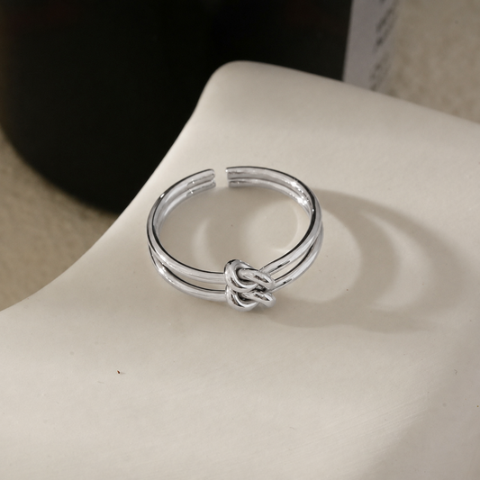 Bague Double Anneau Avec Nœud Entrelacé