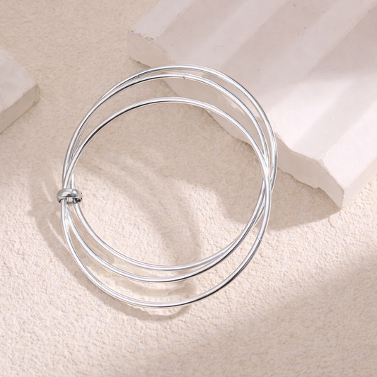 Bracelet Jonc Fin Doré Triple Cercle Entrelacé