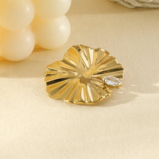 Broche Disque Irrégulière Ondulée Brillante Avec Strass