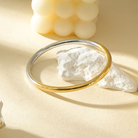 Bracelet Jonc Bicolore Minimaliste Sculptural