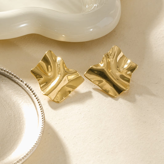 Boucles d'oreilles feuille froissé clip ou pic au choix