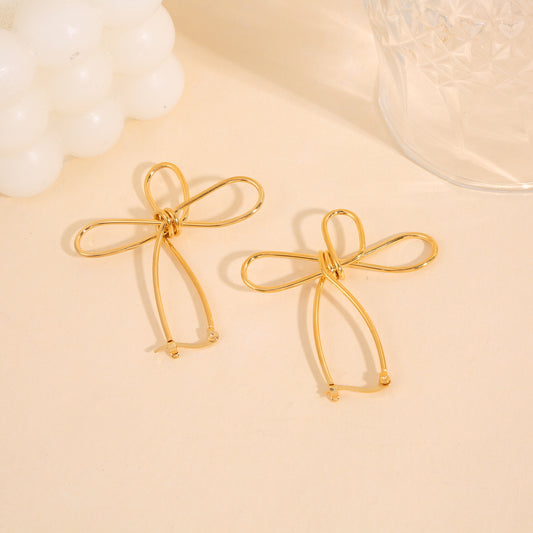 Boucles d'Oreilles Dorées Type Créole Nœud Originale