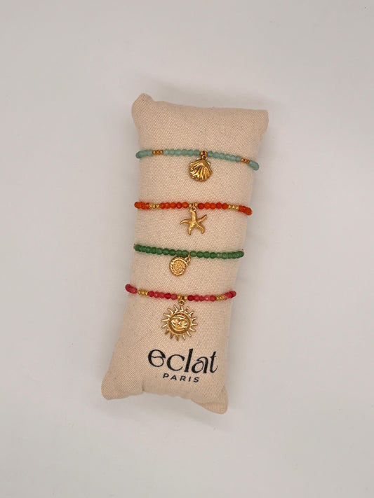 Lot de 4 bracelets perlés colorés thème marin