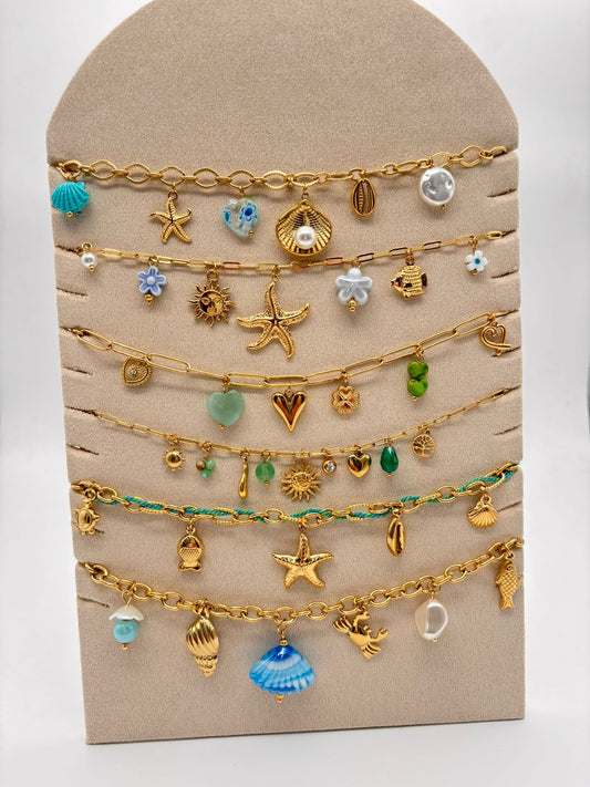 Lot de 6 colliers thème de la mer ton bleu