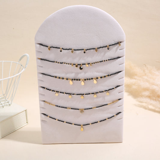 Lot de 6 colliers pierres onyx pendentifs dorés