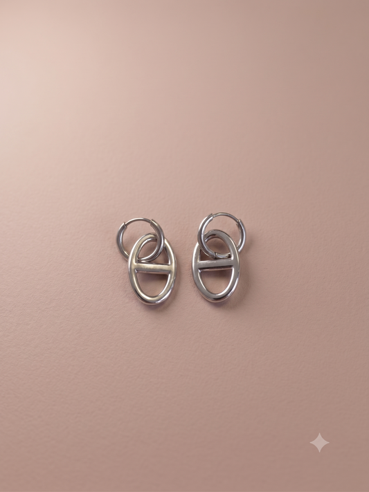 Boucles d'oreilles créoles argentées maille marine