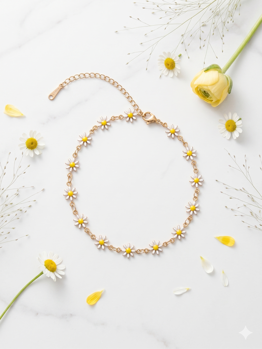 Chaîne de cheville marguerites