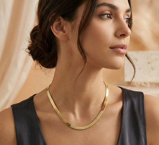 Collier Doré Chaîne Plate Serpent Large Au Choix