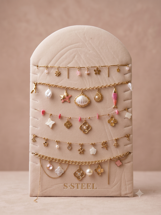 Lot de 5 bijoux à pendentifs floraux thème rose