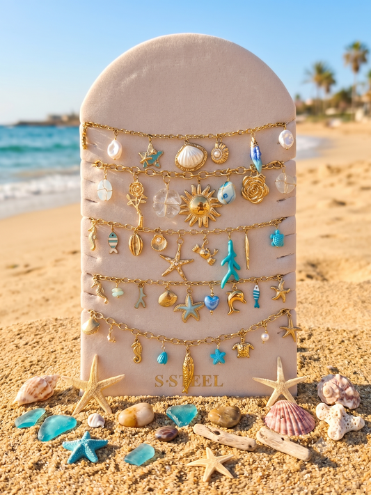 Lot de 5 bijoux à pendentifs été thème bleu