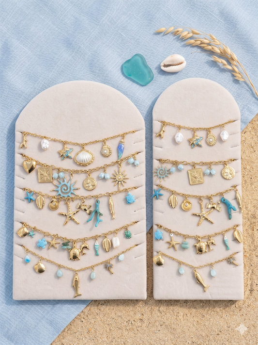 Lot de 5 bijoux à pendentifs été thème bleu