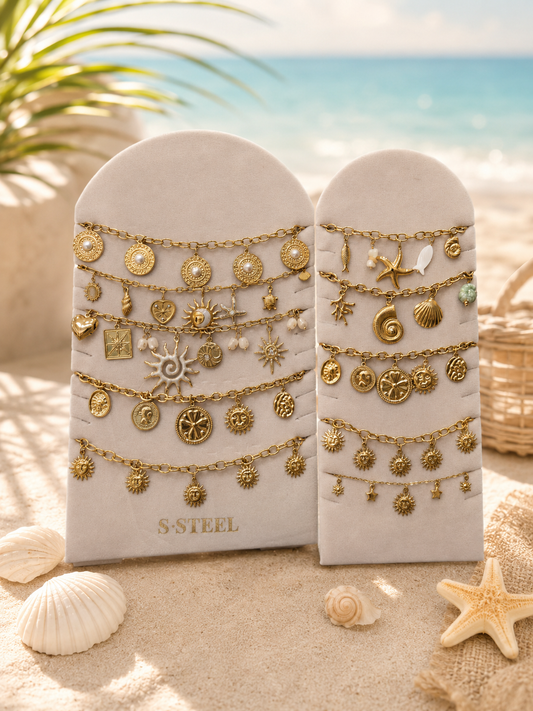 Lot de 5 bijoux à pendentifs été thème blanc
