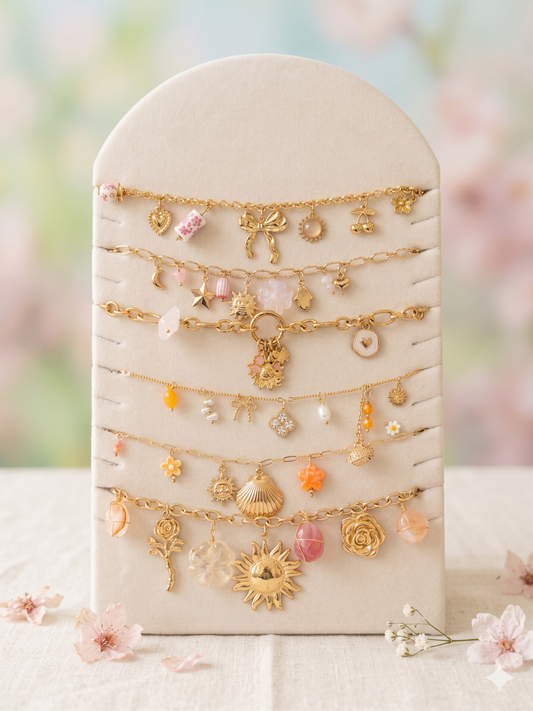 Lot de 6 colliers thème rose orange