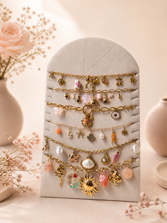 Lot de 6 colliers thème rose orange