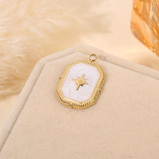 Lot de 3 pendentifs dorés rectangulaires nacrés étoile centrale