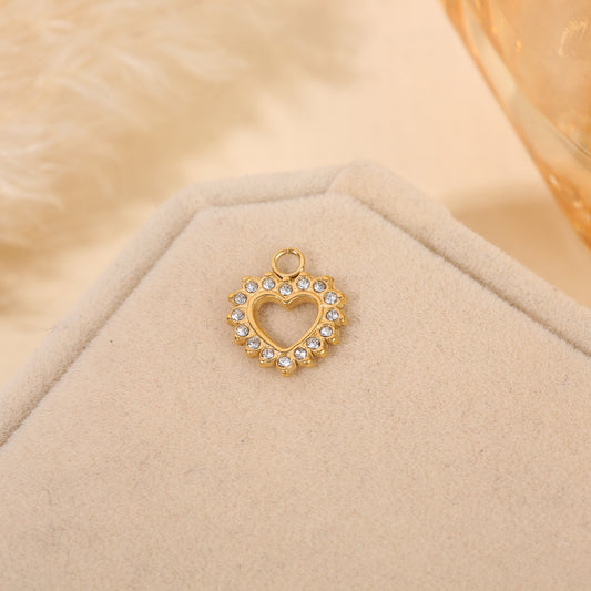 Lot de 3 pendentifs dorés cœurs ajourés strassés