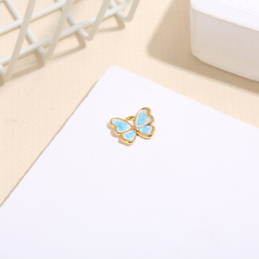 Lot de 3 pendentifs dorés papillons émail