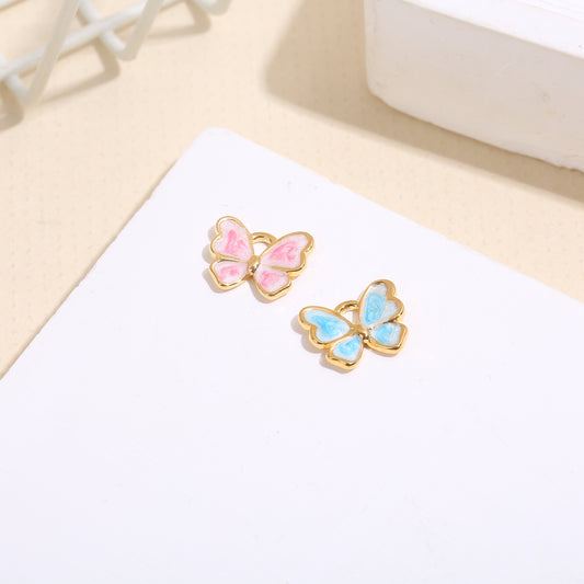 Lot de 3 pendentifs dorés papillons émail