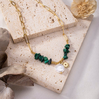Necklace with colored stone