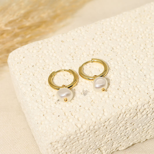 Boucles d'Oreilles Mini Créoles Avec Perle