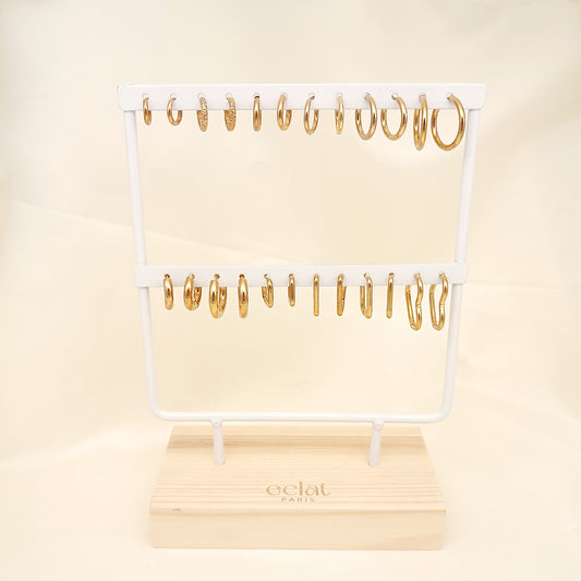 Set of earrings on display