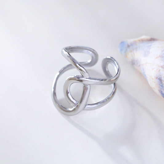 Bague croisée couleur argent