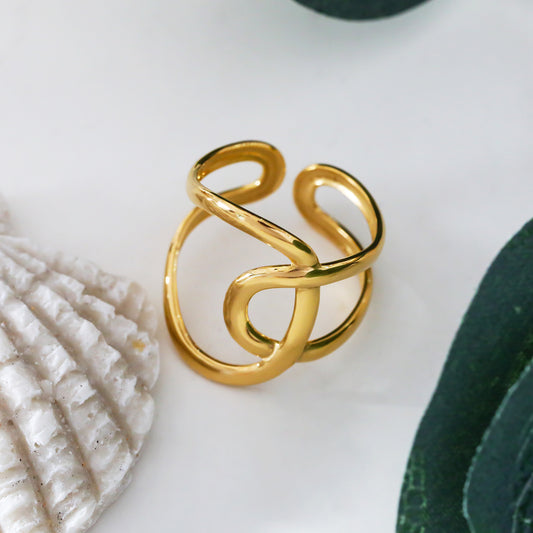 Bague croisée couleur argent