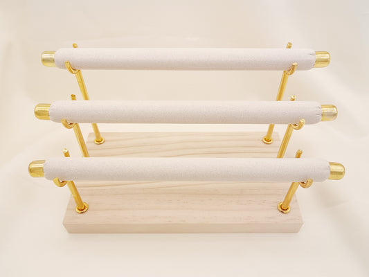 Présentoir beige ensemble triple rouleau à bagues