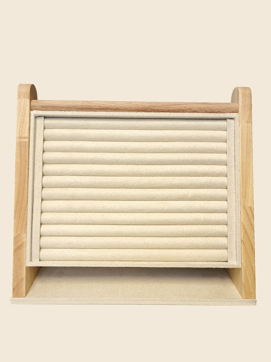 Grand Présentoir à Bagues Velours Beige