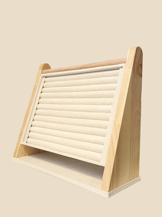 Grand Présentoir à Bagues Velours Beige