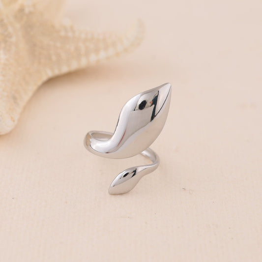 Bague Argentée Ajustable Forme Nature Abstraite - Eclat Paris